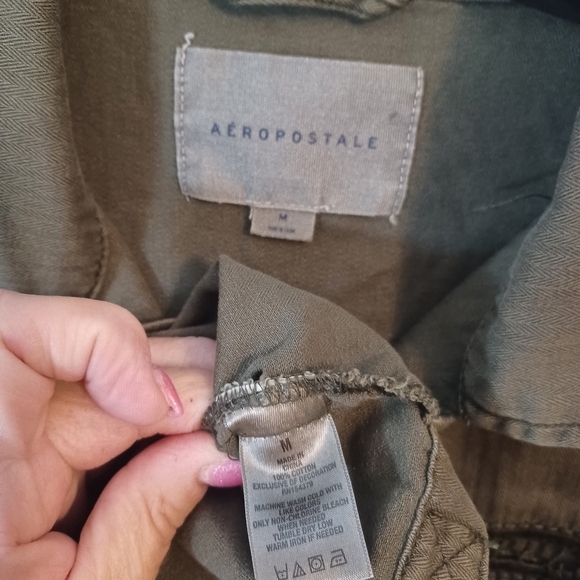 Aeropostale Army Green Twill Cropped Utility Jacket Sz M - Picture 3 of 4